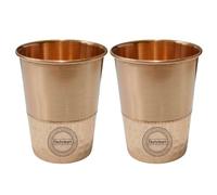 Fashnkart Pure Copper Glasses Drinking Water Set of 2 Ayurvedic Health Pure Tumblers Copper Cups 10.14 Oz 300 Ml (Half Hammered)