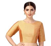 Fashnkart Saree Blouses for Women Readymade Choli Solid Half Sleeve Plain Fashion Ethenic Sari Blouse Peach