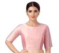 Fashnkart Saree Blouses for Women Readymade Choli Solid Half Sleeve Plain Fashion Ethenic Sari Blouse Light Pink