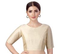 Fashnkart Saree Blouses for Women Readymade Choli Solid Half Sleeve Plain Fashion Ethenic Sari Blouse Beige