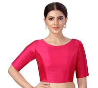 Fashnkart Saree Blouses for Women Readymade Choli Solid Half Sleeve Plain Fashion Ethenic Sari Blouse Pink