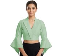 Fashnkart Stitched Saree Blouse for Women Indian Dupion Silk Top Readymade Bollywood Sari Choli Collar Neck, Half sleeve, Side Open With Zipper