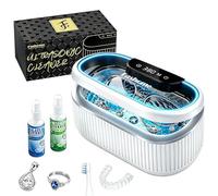 Fashome Ultrasonic Cleaner 550ml with Cleaning Solution, 45kHz 3 Modes, Stainless Steel Tank, Watch Stand & Cleaning Basket, Suitable for Jewellery, Glasses, Rings, Dentures, Elegant Gift Box- Grey