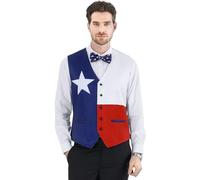 Fashonal 2-Piece Texas Flag Suit Vest for Men, Party Waistcoat Vest & Bow Tie, Texas Flag, X-Large