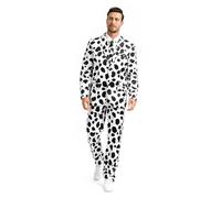 Fashonal Men's 3-Piece Halloween & Christmas Suit, Two Button Jacket & Pants & Tie, Dalmatian, XXL