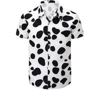 Fashonal Men's Animal Print Novelty Button Down Hawaiian Shirt, S-4XL, Dalmatian, Large