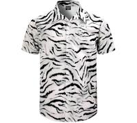 Fashonal Men's Animal Print Novelty Button Down Hawaiian Shirt, S-4XL, White Tiger, Large