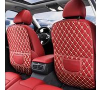 Fashowlife Leatherette Car Seat Protector - 2 Pack Large Car Kick Mats with Storage Pockets Organizer Seat Back Cover Against Dirty Shoes & Scratches, Universal Fit for Most Vehicles, Red