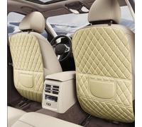 Fashowlife Leatherette Car Seat Protector - 2 Pack Large Car Kick Mats with Storage Pockets Organizer Seat Back Cover Against Dirty Shoes & Scratches, Universal Fit for Most Vehicles, Beige