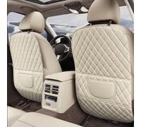 Fashowlife Leatherette Car Seat Protector - 2 Pack Large Car Kick Mats with Storage Pockets Organizer Seat Back Cover Against Dirty Shoes & Scratches, Universal Fit for Most Vehicles, Beige