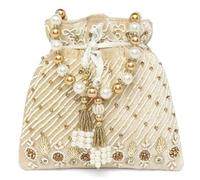 Fashtastic Potli Purses for Women Handmade Evening Handbag Stylish Bridal Fashion Wristlet Bag for Girls (FPB16), Cream