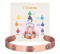 Fashtour 7 Chakra Bracelet for Anxiety Relief, 100% Solid Pure Copper Bracelet, Handmade Hammered Tibetan Cuff Bangle, Healing Meditation Jewelry Gift for Women, Anxiety Relief, 170mm, Metal, no