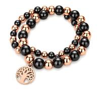 Fashtour Copper Beads Bracelet for Women and Men, Adjustable 99.99% Pure Copper Beads with 10mm Hematite Stones, Magnetic Beaded Jewelry Gift with Tree of Life Charm, 10MM-SET, Metal, no gemstone