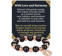 Fashtour Copper Beads Bracelet for Women and Men, Adjustable 99.99% Pure Copper Beads with 10mm Hematite Stones, Magnetic Beaded Jewelry Gift with Tree of Life Charm, 10mm Beads, Metal, no gemstone