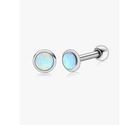 Fashtour Hypoallergenic G23 Implant Grade Titanium Stud Earrings, Screw Back Earrings, F136 Pure Titanium Piercing Post Suitable for Sensitive Ears, Opal Stone Inlay Cartilage Earrings (Pale Blue,4mm)