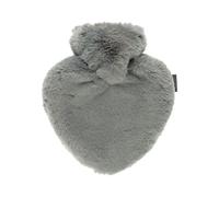 Fashy 0.7 Litre Hot Water Bottles with Extra Soft Heart Shape Plush Cover - Grey