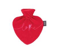 Fashy 0.7 Litre Hot Water Bottles with Heart Shape Plush Cover - Red