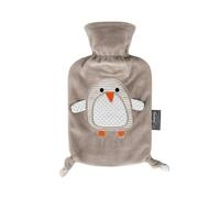 Fashy 0.8 Litre Hot Water Bottle with Pia Penguin Plush Cover - Taupe