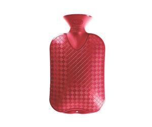 Fashy 2 Litre Diamond Pattern Hot Water Bottle - Bordeaux Red