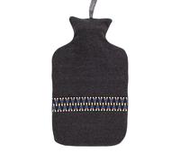 Fashy 2 Litre Hot Water Bottle with Embroidered Border Case - Black/Multi