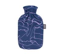 Fashy 2 Litre Hot Water Bottle with Printed Plush Cover - Navy