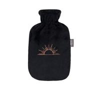 Fashy 2 Litre Hot Water Bottle with Sunrise Plush Cover - Black