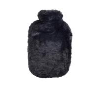 Fashy Hot Water Bottle with Super Soft Faux Fur Black Cover, 2.0 L