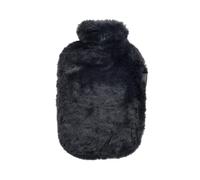 Fashy Hot Water Bottle with Super Soft Cover Made of Faux Fur Black 2L