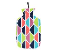 fashy 67372 01 Hot Water Bottle 2.0 L with Cover and Velcro Fastening Multi-Coloured