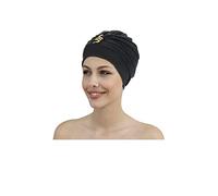 Fabric Swim Cap with Decorative Brooch Fashy Black One Size