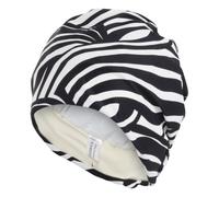 Fashy Zebra Stripe Fabric Swim Cap - Black/White in Black Fashy Black