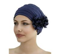 Fashy Flower Fabric Swim Cap - Navy