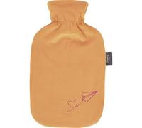 Fashy Hot Water Bottle 2.0 L with Fleece Cover with Embroidery Flieger, Orange