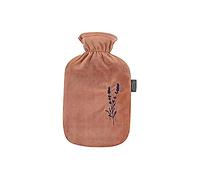 Fashy Hot Water Bottle with Fleece Cover and Embroidery Brown 2 L