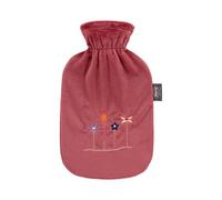 Fashy Hot Water Bottle with Fleece Cover and Embroidery Rust Red 2 L