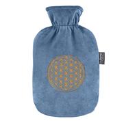 Fashy Hot Water Bottle with Plush Cover and Embroidered Flower of Life