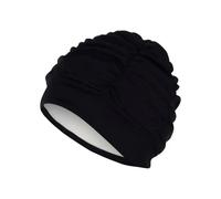 Fashy Pleated Fabric Swim Cap - Black
