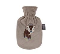 Fashy Resi Hot Water Bottle with Fleece Cover Deer 0.8 L Beige