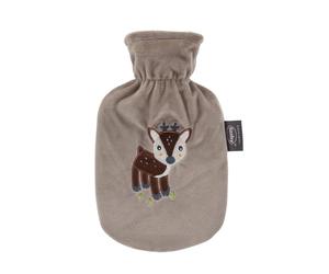 Fashy Resi Hot Water Bottle with Fleece Cover Deer 0.8 L Beige