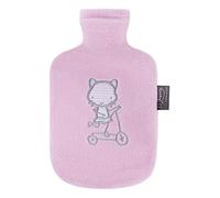 Fashy 0.8 Litre Hot Water Bottle with Animal Fleece Cover