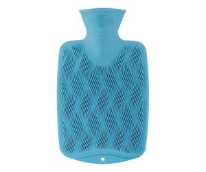 Fashy Single Ribbed with 3D Surface in Trendy Colour Aqua Hot Water Bottle, 0.8 Litre
