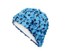 Fashy Women's Rubber All Over Flower Swim Cap in Blue Fashy Blue