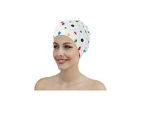 fashy Women's Shower Cap, Womens, Duschhaube, weiß mit bunten punkten