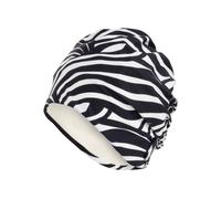 Fashy Zebra Stripe Fabric Swim Cap - Black/White in Black Fashy Black