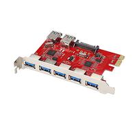 fasient 7 Port USB 3.0 PCI Express PCIe Controller - 5x External Ports 2 x Internal - 15 pin SATA Power Supply-Super Speed up to 5Gbps PCIe USB Expansion Card