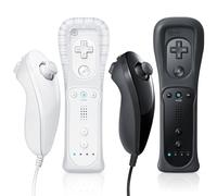 FASIGO Remote Controller with Nunchuck, Compatible with Nintendo Wii/Wii U, 2 Pack (White & Black)