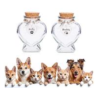 Fasinheaco Personalized Pet Memorial Bottle for Pet Hair,Pet Memorial Keepsake Bottle for Fur Storage, Custom Pet Name Memorial Bottle (Heart)