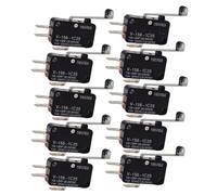 Fasizi 10pcs V-156-1C25 Micro Limit Switch with Long Hinge Roller Momentary SPDT Snap Action for Arduino
