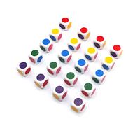 Fasizi 20PCS Color Dot Dice Customizable Blank Six Sided 16mm Dice | Education & Learning | Make Simple Classroom Games Teach Primary & Secondary Colors | Matching No Reading Required