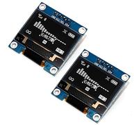 Fasizi 2Pcs 0.96" I2C IIC SPI Serial 128x64 OLED Display Module Board with Pin Headers for Arduino - White font